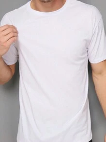 Men's 100% Cotton Basic Short Sleeve Summer T-Shirt - Blanco - Ver 2