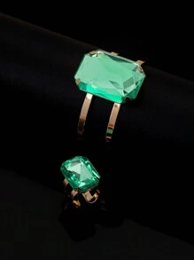 Anillos y pulseras con forma de cuadrados multicolores de cristales exagerados, estilo de moda para uso diario, oficina, fiesta, boda, vacaciones, regalo - pedrería - Ver 18
