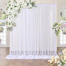 1pc White Chiffon Backdrop Sheer Fabric, Suitable For Party, Wedding, Transparent Background, Bridal Shower, Birthday Party, Party Photo Decor, Home Decor, Multi-Purpose Decoration