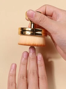 klimonla 1 chiếc cọ phủi bụi không mối nối màu vàng, cọ phủi bụi có thể thu gọn, cọ đơn cỡ lớn có nắp đậy kín, cọ trang điểm cầm tay, cọ trang điểm nền. - Vàng - Xem 4