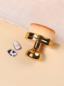 klimonla 1 chiếc cọ phủi bụi không mối nối màu vàng, cọ phủi bụi có thể thu gọn, cọ đơn cỡ lớn có nắp đậy kín, cọ trang điểm cầm tay, cọ trang điểm nền. - Vàng - Xem 5