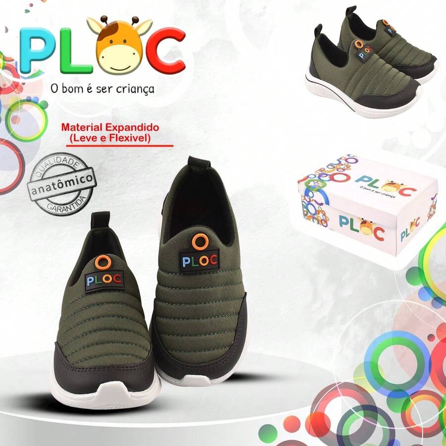 Ploc Tennis Shoes: Easy-To-Fit Slip-On Jogging Anatomical For Boys - 軍綠色 - 查看 1