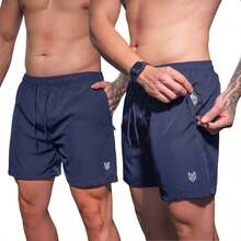 Men's Tactel Elastane Shorts With 2 Pockets, Premium Zipper And Margus Drawstring Adjustment - 藏蓝色 - 查看 2