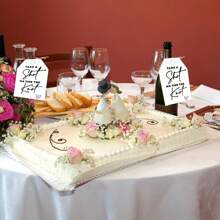 1 Pc Take A Shot We Tied The Knot Sign With 50 Pcs Gift Wrap Tags And Rope For Wedding Party Bridal Shower Decorations - White - View 5