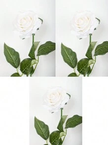 1pc/3pcs, 17.85in/45cm, Artificial Flower, Artificial Rose, Fake Real Rose Flowers, Long Stem Fake Rose Bouquet, Home Wedding Party Decoration, Fake Plants, Autumn Decor, Room, Desk, Garden Decor, Room Decorations, Valentine's Day Decor, Holiday Gift, Valentine Day, Gift - White - View 10