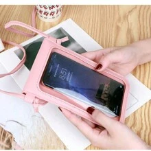 Nueva bolsa para teléfono móvil, versión coreana de una bolsa pequeña y versátil para estudiantes, con pantalla táctil transparente, bolsa cruzada diagonal para teléfono, bolso de hombro para damas y mujeres, cartera y monedero