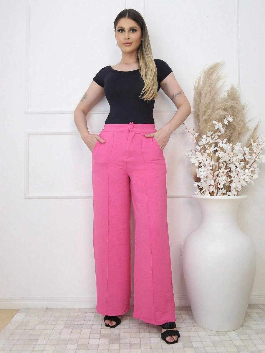 Duna Wide Leg Pants With Ring - 粉色 - 查看 1