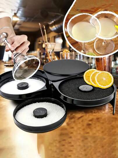 1 pieza 3 niveles Rimmer de cócteles - Herramienta de barman para vasos de margarita con salero y azucarero, perfecto para bares y restaurantes del hogar