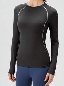 Camiseta de yoga de fitness para mujeres, camisa de secado rápido para correr, gimnasio y entrenamiento, capa base elástica y compresiva