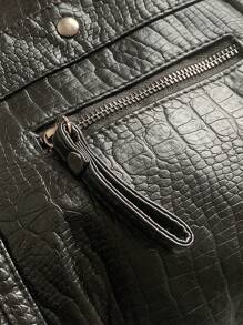 Túi Tote thời trang đa năng họa tiết da cá sấu dành cho nữ, sức chứa lớn, thiết kế nhiều ngăn, khóa kéo, quai xách đôi, dây đeo vai/đeo chéo, mềm mại, thích hợp để đi mua sắm, đi học, đi làm, đựng vừa máy tính xách tay và sách khổ A4 - màu đen - Xem 7