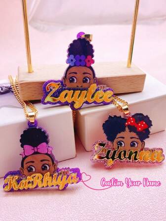 1pc Customized Acrylic Name Plate Photo Necklace, Cartoon Character Pendant, Double-Layer Personalized Acrylic Necklace, Birthday Gift,Black,Silver,Gold,Stylish,Colorful,Vintage,Simple,Unisex,Casual,Cuties,Custom,Personalized,Unique,Ideal Gifts For Him,Ideal Gifts For Her,Her,Boyfriend,Girlfriend,Dad,Mom,Family,Friends,For Anniversaries,For Birthdays,For Graduation,For Prom,For Party,Customized Fashion Jewelry,New Year Glamour