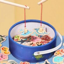 1件早教益智木制桶海洋钓鱼玩具儿童认知趣味海洋小鱼适合亲子游戏 - 彩色 - 查看 13