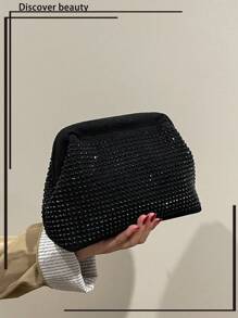 1 Stück neue schwarze Clutch Tasche mit Strass, glänzende Handtasche, elegante Münztasche, Kosmetiktasche, Geschenk für Frauen, perfekt für Party, Hochzeit, Abendessen/Bankett, passend zu Festtagskleid, Abendkleid & Paillettenkleid, elegante Clutch Tasche für Frauen, Pailletten - Schwarz - Übersicht 1