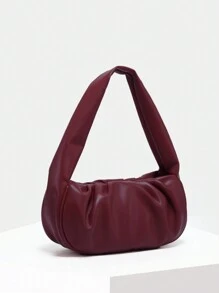 1 pieza Bolso vintage de hombro suelto, tipo sobaco, apto para cita, calle y fiesta, en color rojo vino, bolso de inspiración retro para mujeres