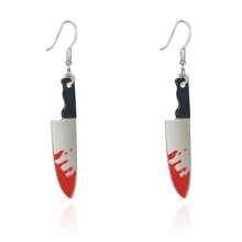 Xiacheng 1 对万圣节血腥刀耳环，男女皆宜，亚克力吊坠尖叫哥特式低过敏性珠宝礼物，女士趣味朋克独特角色扮演派对服装装饰配饰 - 經典色 - 查看 13