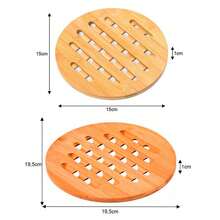 Kit descanso de panela redondo grande e pequeno suporte bambu protetor toalha de mesa bancada cozinha travessa forma bule chaleira sopeira assadeira bamboo