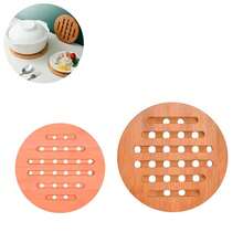 Kit descanso de panela redondo grande e pequeno suporte bambu protetor toalha de mesa bancada cozinha travessa forma bule chaleira sopeira assadeira bamboo