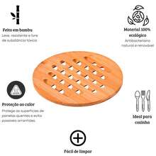 Kit descanso de panela redondo grande e pequeno suporte bambu protetor toalha de mesa bancada cozinha travessa forma bule chaleira sopeira assadeira bamboo