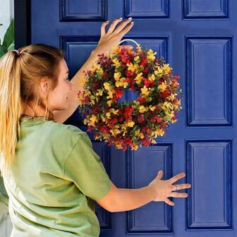 Christmas Wreath Simulation Eucalyptus Door Decoration, Home Party Layout Artificial Flower Props Decoration Ornaments