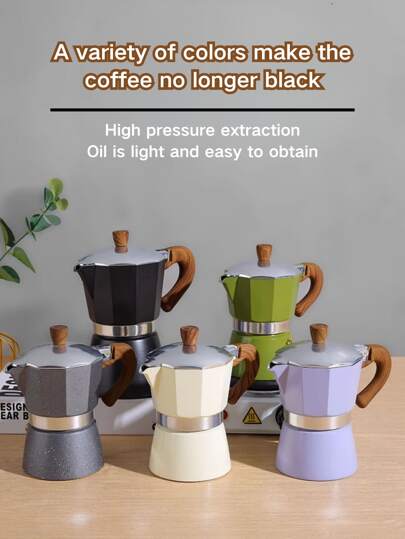 Aluminum Moka Pot Coffee Espresso Moka Coffee Maker Moka Pot For Coffee Lover Color Aluminum Moka Pot Stovetop Italian Coffee Maker Espresso Mocha Pot For Coffee Lover New Creative Italian Style Percolator Tool, Aluminum Moka Pot Espresso Moka Coffee Maker Moka Pots For Coffee Aluminum Moka Pot Coffee Espresso Cup Coffee Maker With Wooden Handle