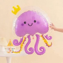 1pc Jellyfish Aluminum Foil Balloon, Inflatable Jellyfish/Octopus Ocean-Themed Birthday Party Decoration, Mermaid Party Decor, Shower, Gender Reveal Decoration, Photo Props - Color Mixing - View 12