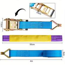 4X Blue - Car Trailer Soft Link Tie Down Transporter Heavy Duty Ratchet Straps - 12PCS - View 3