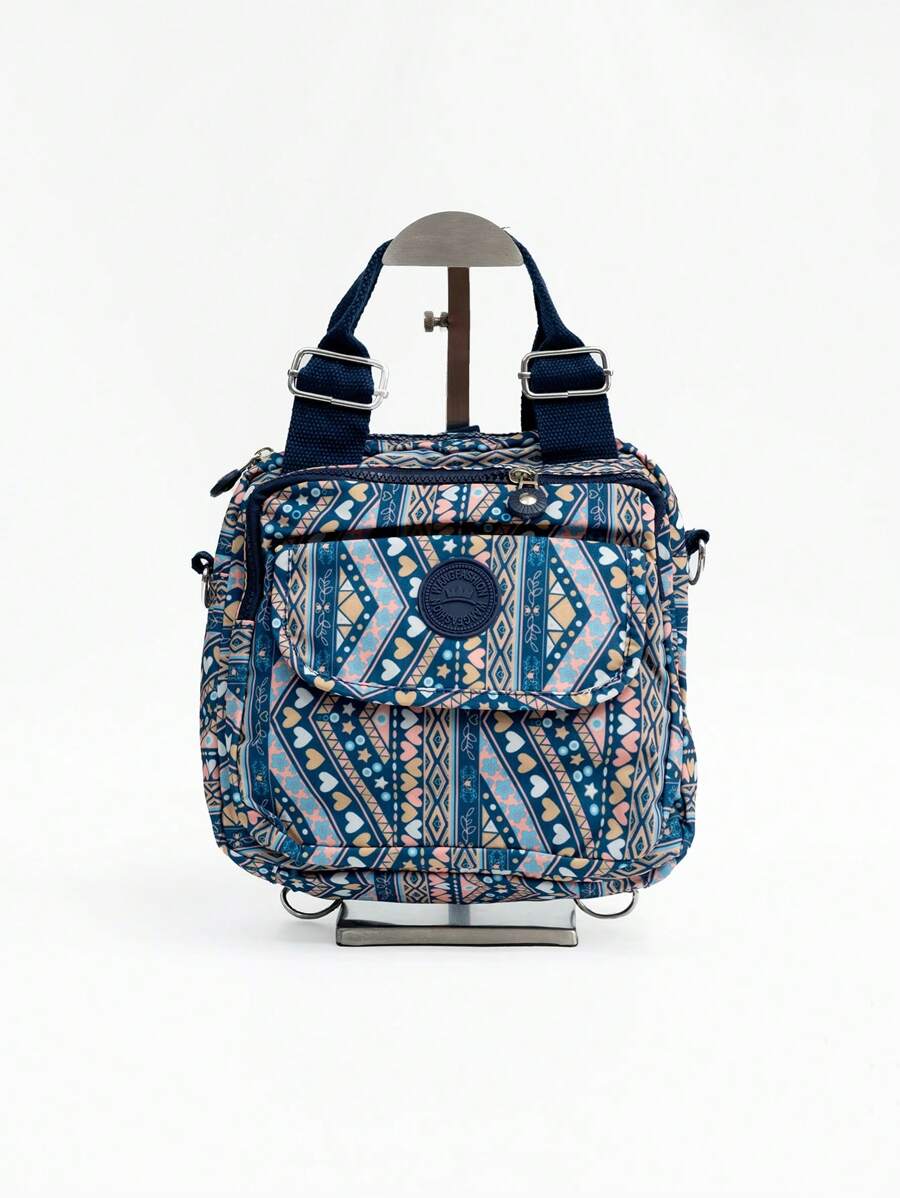 Waterproof Multifunctional Printed Crossbody Backpack Bag Imported W1012 - 藏蓝色 - 查看 1