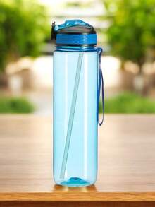 Plastic Squeeze Water Bottle 1L Gym Running Office - 橘色 - 查看 3