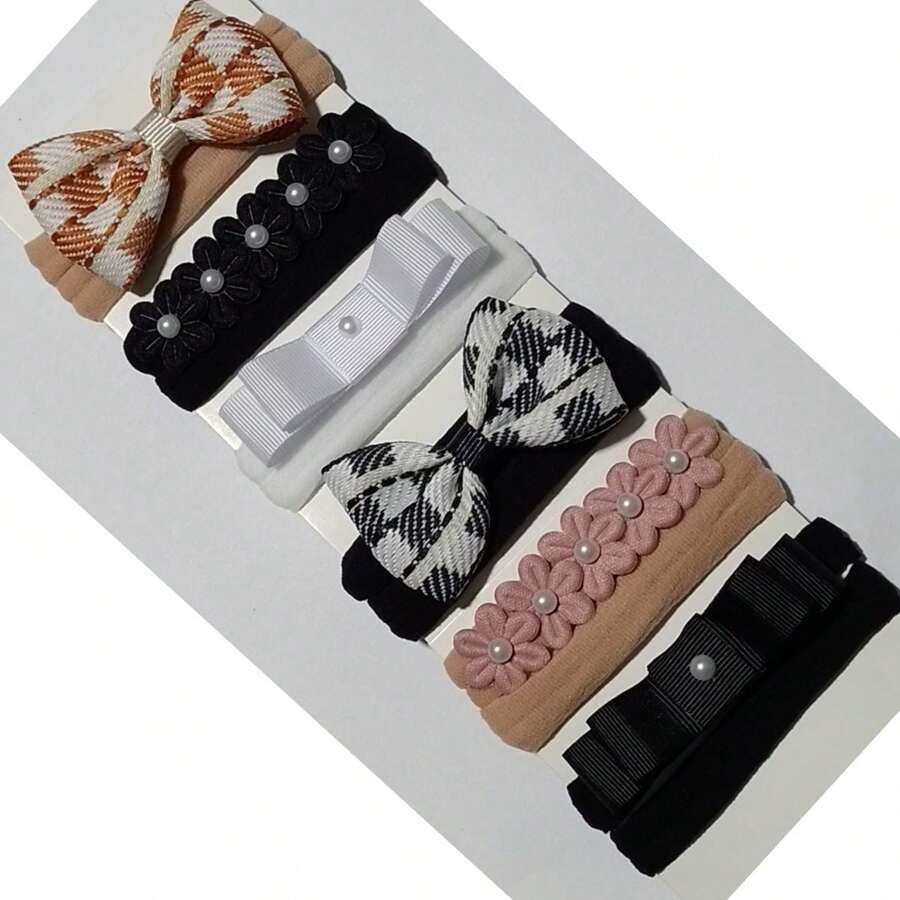Kit 6 Jeans/Flowers/Maternity Tie Headbands In Silk Stockings - Nhiều màu - Xem 1
