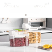 1pc Transparent PET Grains & Flour Sealed Storage Canister, Anti-Insect And Moisture, With Measurement Cup