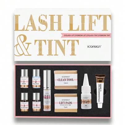 Set de tinte de pestañas y cejas 2 en 1, kit de levantamiento de pestañas y cejas, set de rizado de pestañas con onda fría, técnica de levantamiento de pestañas con queratina, pegamento de pestañas que dura de 4 a 6 semanas