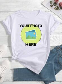 Women's Regular Crew Neck Short Sleeve Customized Graphic Printed T-Shirt