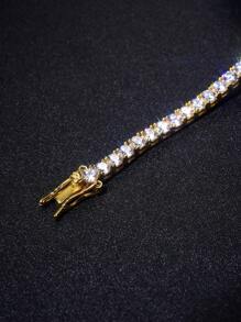 1pc 3mm Top Quality Hip Hop Four Claw Round Cut Zirconia Tennis Chain Bracelet In White Gold S925 Sterling Silver Shining Light Luxury And High-End Exquisite Bracelet Fine Jewelry Gifts For Girls - Silver - View 10