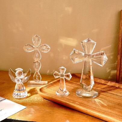 1pc Creative Heart Angel & Crystal Prism Shaped Glass Decor Crafts, Window Suncatcher Prism Decoration, Office Desk Ornaments Best Gifts Birthday Graduation Home Decor Christmas Decorations Room Decor Christmas