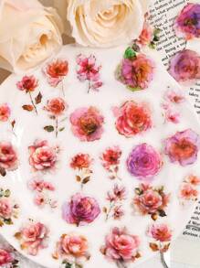 1 scatola 45 pezzi Adesivi decorativi romantici rosa per piante e fiori per scrapbooking