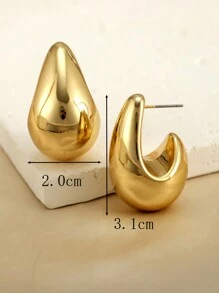 2pcs Oversized Water Drop Tear Drop Hoop Earrings, Exaggerated Hip Hop Jewelry, Daily Wear For Women