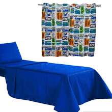 4-Piece Single-Piece Kit With Bedspread + Sheet Set + Curtain - Xanh đậm - Xem 1