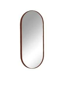 Large Oval Metal Mirror For Bedroom/Living Room - 鏽棕色 - 查看 2