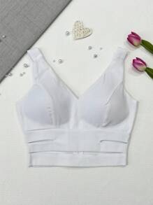 Women's Cropped Top With Bengaline Cups \ Back Strap Zipper - trắng - Xem 1