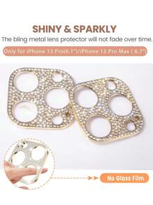 [2 Packs] Sparkling Camera Lens Protective Film Compatible With IPhone 13 Pro Max & 13 Pro Glitter Diamond Metal Lens Protective Case Accessory For 13 Pro / 13 Pro Max