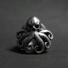 Anillo con diseño creativo y vintage de calavera de pulpo Cthulhu, accesorio de estilo gótico punk regalo para hombres - Retro - Ver 11