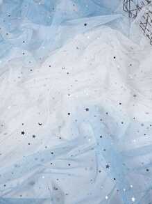 1pc Ombre Starry Sky Tulle Fabric For DIY Princess Dress, Sequin Star & Moon Mesh Decor - Multicolor - View 5