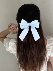 1 件韩式简约蝴蝶结丝带发夹，白色新娘拍照发饰，马尾辫夹，适合表演、派对和日常万圣节佩戴 - 彩色 - 查看 14