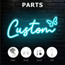 1pc Custom Neon Light, Cute Butterfly Neon Sign, Personalized Home Decoration, USB Powered And Adjustable LED Light Brightness, Suitable For Halloween, Christmas,Thanksgiving And New Year Gift Gifts Birthday Graduation - Multicolor - View 5