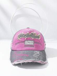 1pc Vintage Distressed Embroidered Letter Baseball Cap - Multicolor - View 15