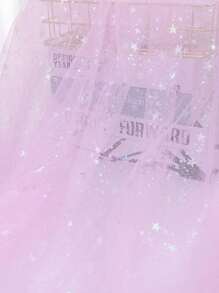 1pc Iridescent Star Tulle Fabric, Galaxy Mesh Lace Cloth For Princess Dress DIY - Multicolor - View 18
