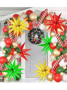 1/3/6 piezas Globos de estrellas explosivas con efecto de gotas de agua conectadas, decoración para fiestas y bodas, globos hexagonales de estrella, Navidad - Dorado - Ver 6