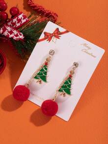 1 Pair Girls Christmas Earrings Snowman Pendant Earrings Christmas Tree Bell Reindeer Snowflake Earrings Jewelry Christmas Gift - one-size - View 18