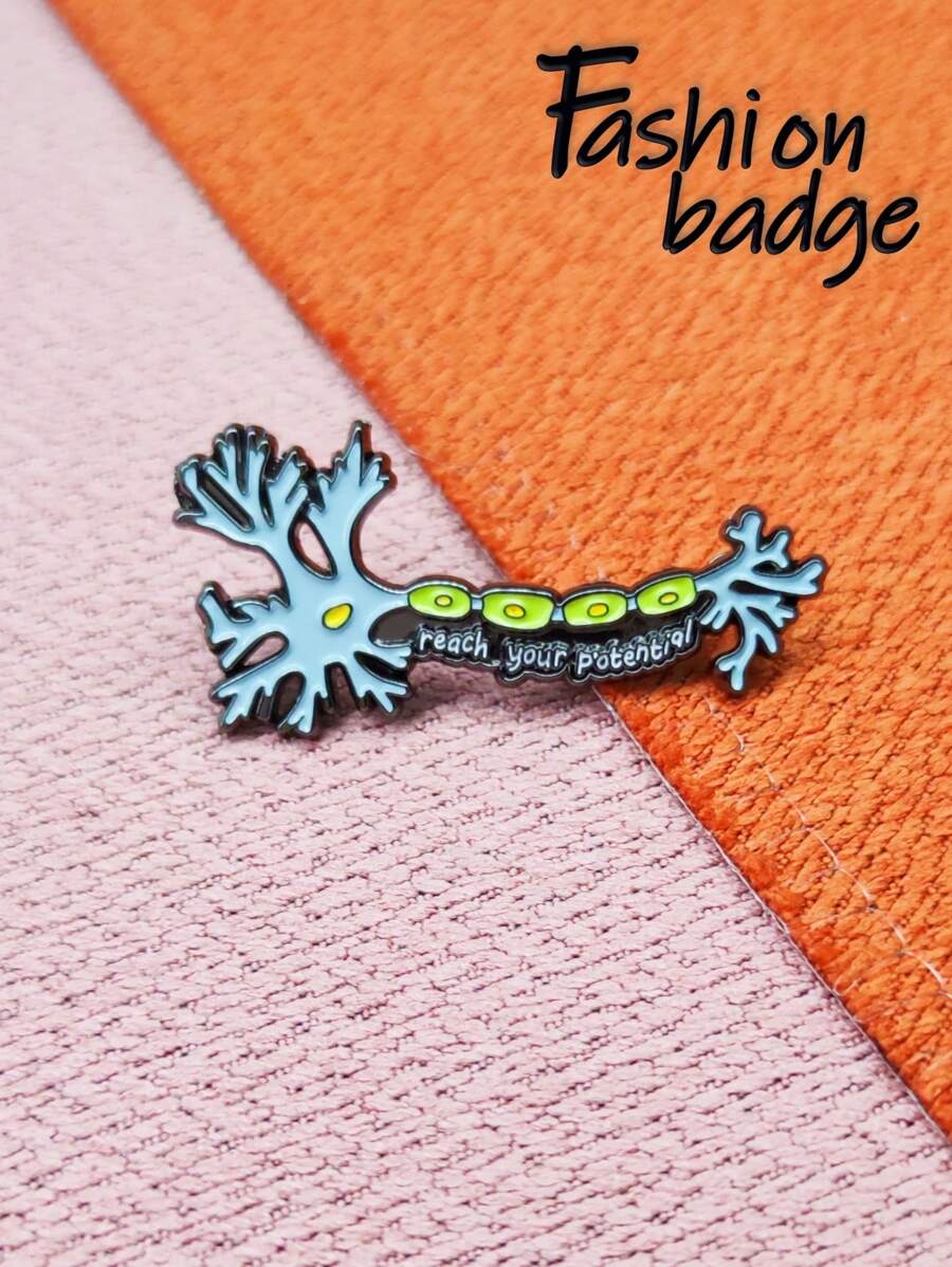 1pc Neuro Cell Pin Badge "Unlock Your Potential" Science Micro-Pin, For Bags, Clothes & Hats Decoration Dress Accessories Pin For Clothes Bag Charm School Office Accessories Shirts Jacket Jewelry Christmas Halloween Clothes Pin Funny Cute Teacher Gifts Costume Accessories Bag Charms