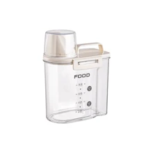 1pc Transparent PET Grains & Flour Sealed Storage Canister, Anti-Insect And Moisture, With Measurement Cup
